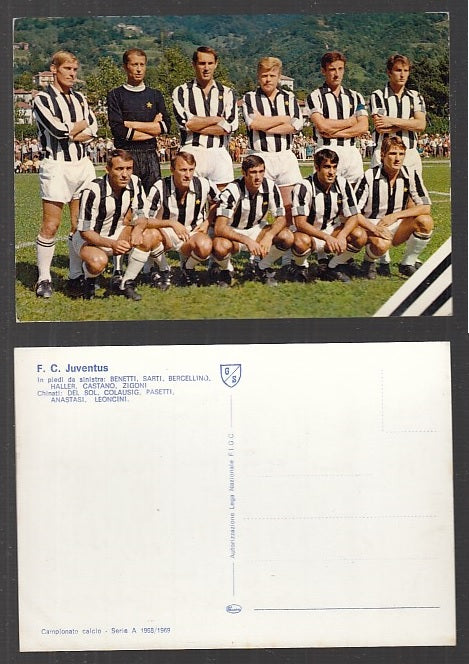 CC- CARTOLINA SPORT SQUADRA CALCIO JUVENTUS 1968/1969 HALLER CASTANO - CRT1883