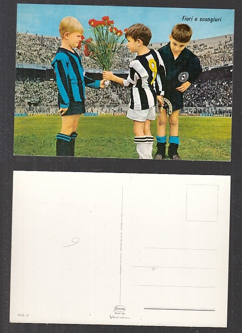 CC- CARTOLINA CALCIO BAMBINI INTER JUVENTUS FIORI E SCONGIURI - CRT1890