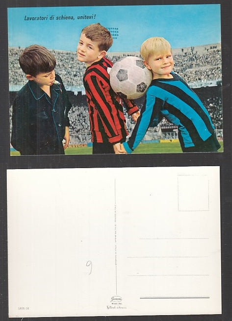 CC- CARTOLINA CALCIO BAMBINI INTER MILAN LAVORATORI DI SCHIENA UNITEVI - CRT1891