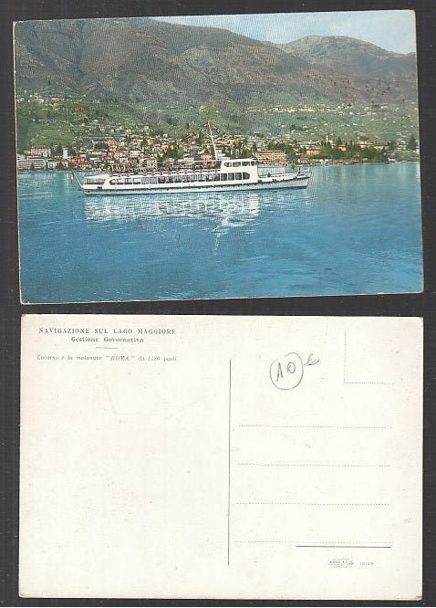 CC- CARTOLINA NAVIGAZIONE LAGO MAGGIORE LOCARNO E MOTONAVE ROMA - CRT1903