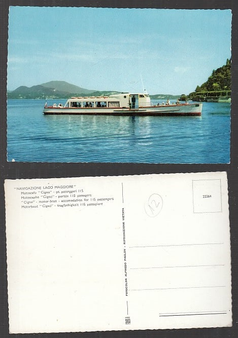CC- CARTOLINA NAVIGAZIONE LAGO MAGGIORE MOTOSCAFO CIGNO - CRT1905