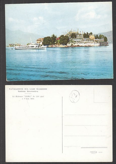 CC- CARTOLINA NAVIGAZIONE LAGO MAGGIORE ISOLA BELLA E MOTONAVE ROMA - CRT1907