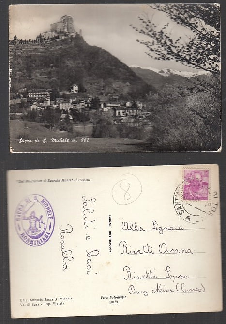 CC- CARTOLINA PAESAGGISTICA SACRA DI SAN MICHELE VAL DI SUSA TORINO - CRT1915