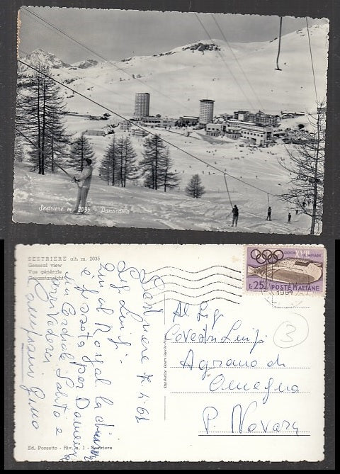 CC- CARTOLINA PAESAGGISTICA SESTRIERE TORINO PANORAMA 1961 - CRT1916