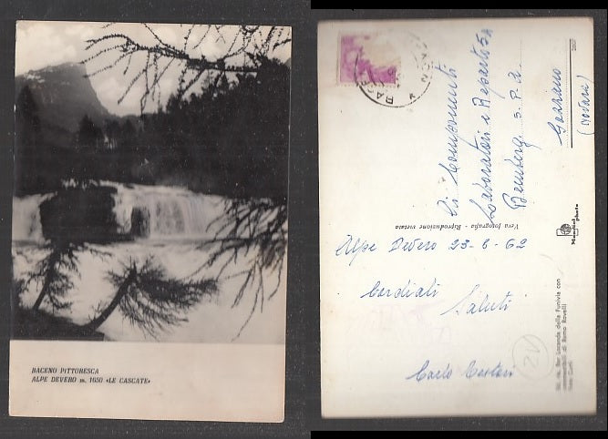 CC- CARTOLINA PAESAGGISTICA BACENO ALPE BEVERO LE CASCATE VERBANIA - CRT1929