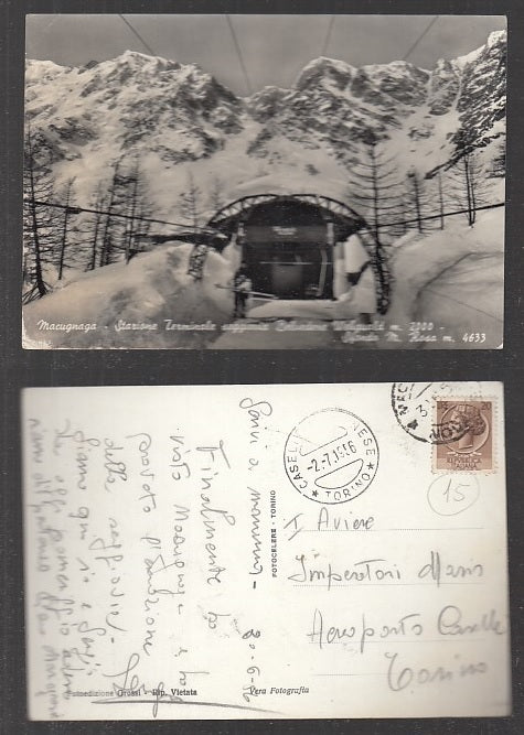 CC- CARTOLINA MACUGNAGA STAZIONE TERMINALE SEGGIOVIA BELVEDERE VERBANIA- CRT1931