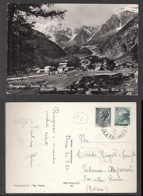 CC- CARTOLINA MACUGNAGA PECETTO GHIACCIAIO BELVEDERE MONTE ROSA - CRT1933