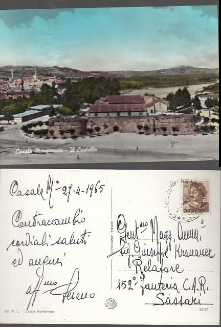 CARTOLINA - CASALE MONFERRATO IL CASTELLO ALESSANDRIA 1965 - CRT2007
