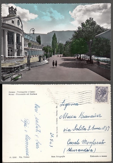 CARTOLINA - MERANO PASSEGGIATA E CASINO' 1963 - CRT2012