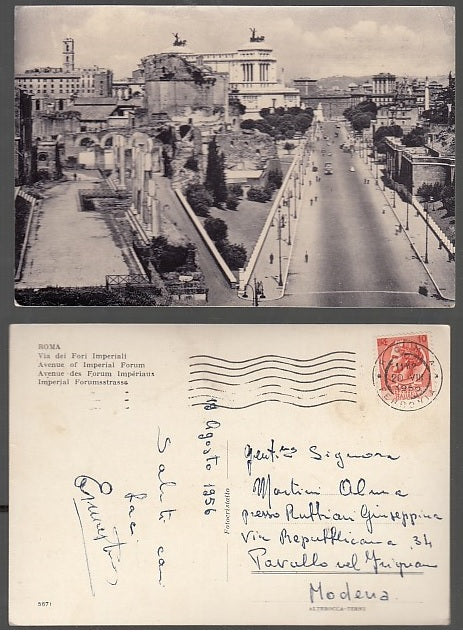 CARTOLINA - ROMA VIA DEI FORI IMPERIALI 1956 - CRT2020