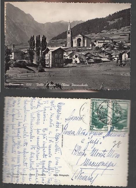CARTOLINA - BRUSSON VALLE D'AOSTA CHIESA PARROCCHIALE - CRT2040
