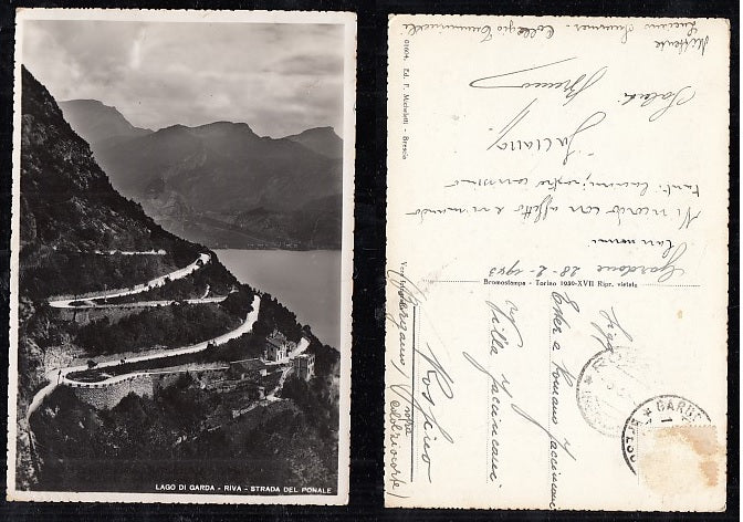 CARTOLINA - LAGO DI GARDA RIVA STRADA DEL PONALE TRENTO 1943 - CRT2056