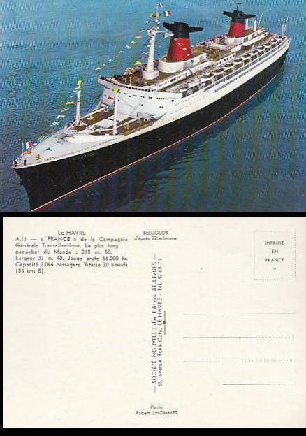 CARTOLINA - NAVE FRANCE LE HAVRE COMPAGNIE GENERALE TRANSATLANTIQUE - CRT2061