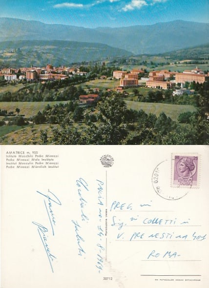 CARTOLINA - AMATRICE ISTITUTO MASCHILE PADRE MINOZZI 1969 RIETI - CRT2066