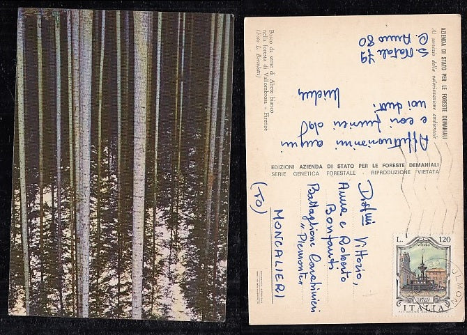 CARTOLINA - AZIENDA STATO FORESTE DEMIANIALI VALLOMBROSA FIRENZE 1979 - CRT2069