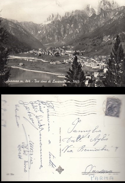 CARTOLINA - AURONZO TRE CIME DI LAVAREDO BELLUNO 1959 - CRT2100