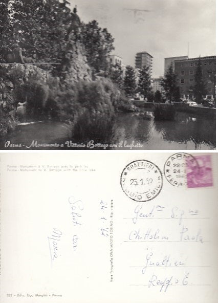 CARTOLINA - PARMA MONUMENTO A VITTORIO BOTTEGO CON IL LAGHETTO - CRT2107