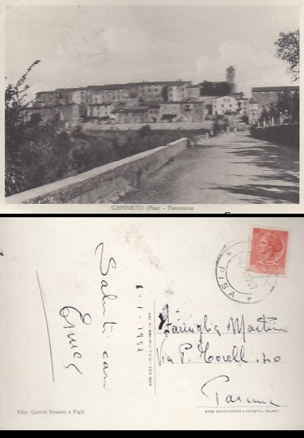 CARTOLINA - CANNETO PISA APNORAMA 1952 - CRT2116