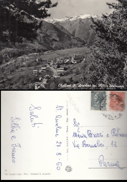 CARTOLINA - CHALLANT SANT'ANSELME AOSTA 1960 - CRT2118