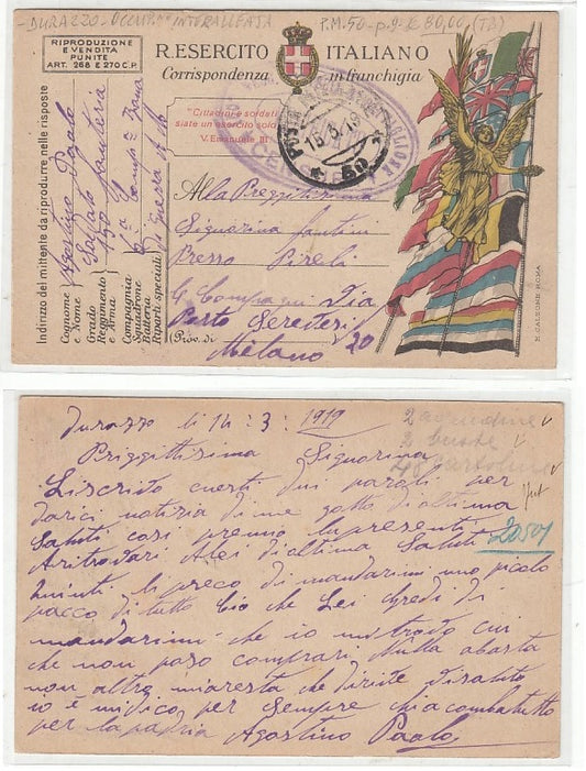 CC- CORRISPONDENZA IN FRANCHIGIA POSTA MILITARE 50 DURAZZO OCCUPAZIONE - CRT2302