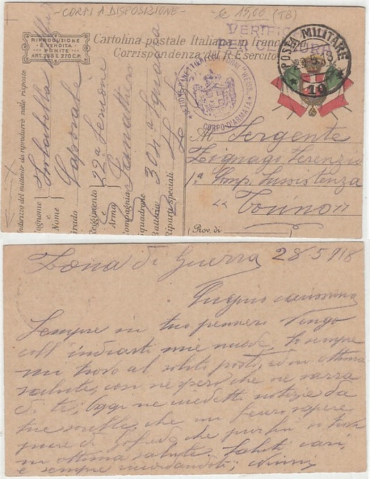 CC- CORRISPONDENZA IN FRANCHIGIA POSTA MILITARE 10 JUGOSLAVIA WEISS - CRT2323