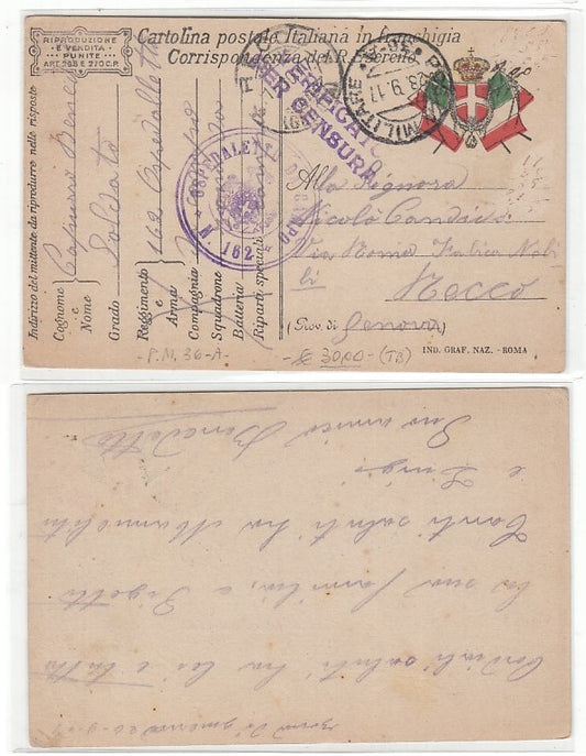 CC- CORRISPONDENZA IN FRANCHIGIA POSTA MILITARE 36 OSPEDALETTO CAMPO 162 CRT2325