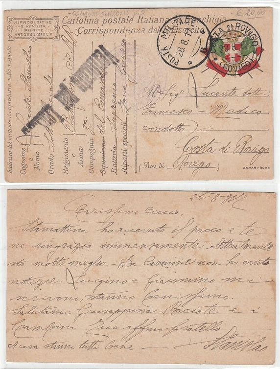 CC- CORRISPONDENZA IN FRANCHIGIA POSTA MILITARE 6 CARABNIERI REALI - CRT2349