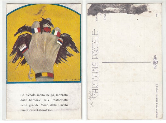 CC- CARTOLINA POSTALE LA PICCOLA MANO BELGA CIVILTA' LIBERATRICE - CRT2367