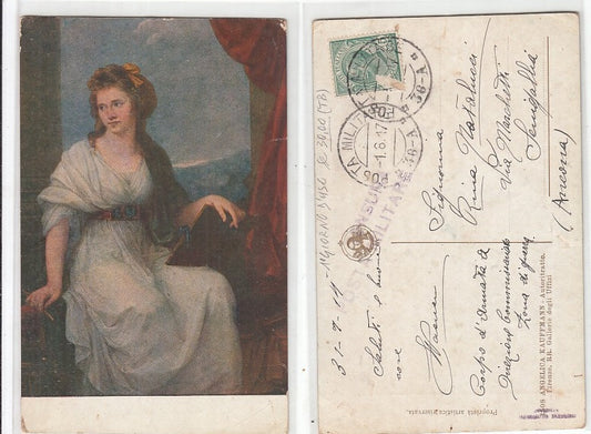 CC- CARTOLINA POSTA MILITARE 36 A CORPO D'ARMATA 1917 ANGELICA KAUFFMANN CRT2372