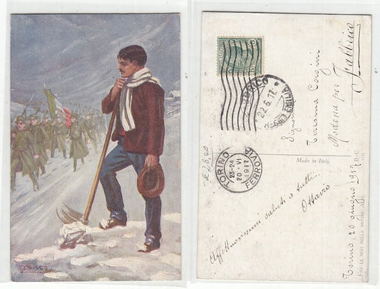 CC- CARTOLINA FRA LE NEVI DELLE NOSTRE ALPI ILLUSTRATORE NICCO 1917 - CRT2377