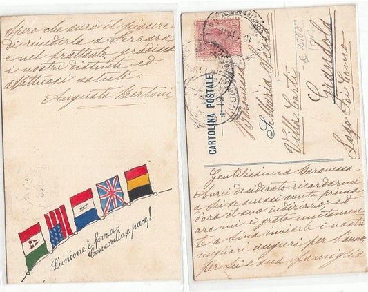 CC- CARTOLINA POSTALE L'UNIONE E' FORZA CONCORDIA E PACE 1910 - CRT2382