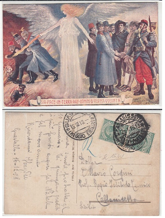 CC- CARTOLINA SIA PACE IN TERRA AGLI UOMINI DI BUONA VOLONTA' 1913 - CRT2383