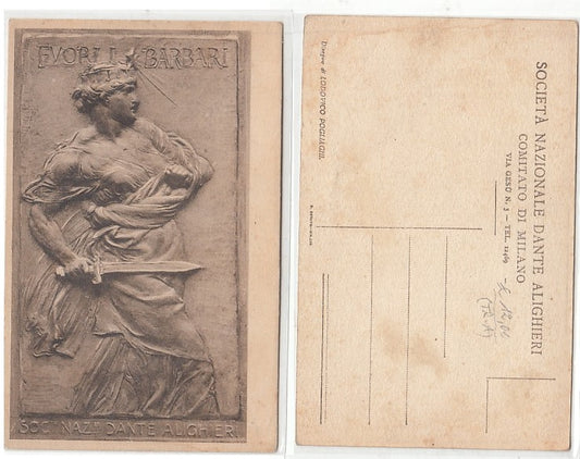 CC- CARTOLINA SOCIETA' NAZIONALE DANTE ALIGHIERI COMITATO MILANO WW1 - CRT2391