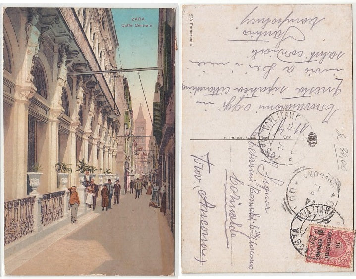 CC- CARTOLINA ZARA CAFFE' CENTRALE POSTA MILITARE VIAGGIATA 1919 - CRT2401