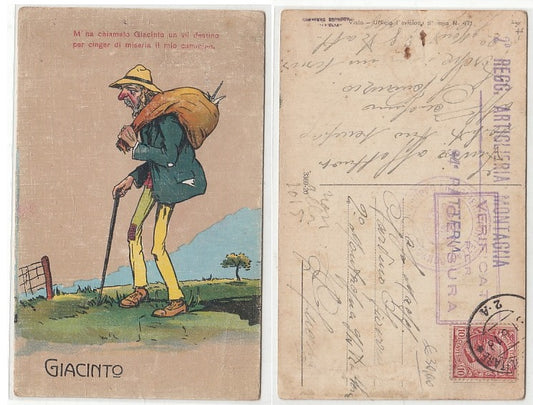 CC- CARTOLINA GIACINTO POSTA MILITARE 2 A 2° REGG. ARTIGLIERIA 1918 - CRT2403