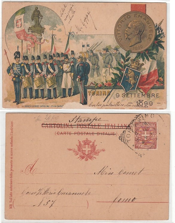 CC- CARTOLINA MONUMENTO VITTORIO EMANUELE II SAVOIA 9 SETTEMBRE 1899 - CRT2405