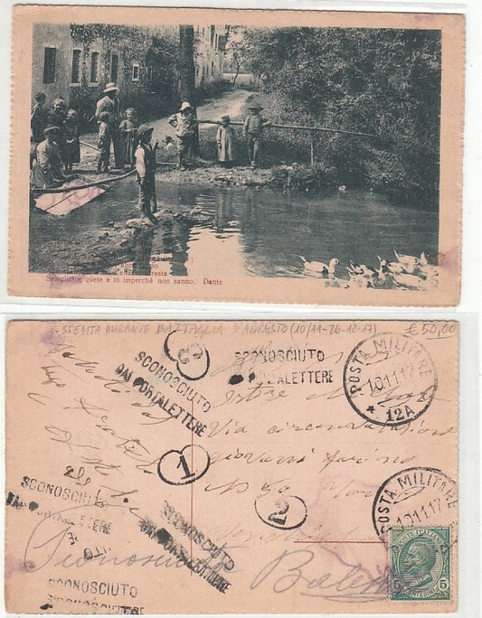 CC- CARTOLINA POSTA MILITARE 12A BATTAGLIA D'ARRESTO 1917 SCONOSCIUTO - CRT2406