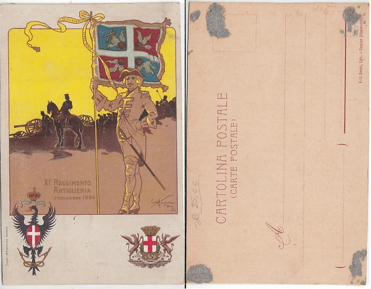 CC- CARTOLINA XI REGGIMENTO ARTIGLIERIA NOVEMBRE 1884 NON VIAGGIATA 1902 CRT2414