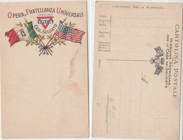 CC- CARTOLINA WW1 OPERA FRATELLANZA UNIVERSALE Y.M.C.A. AMERICANA - CRT2428