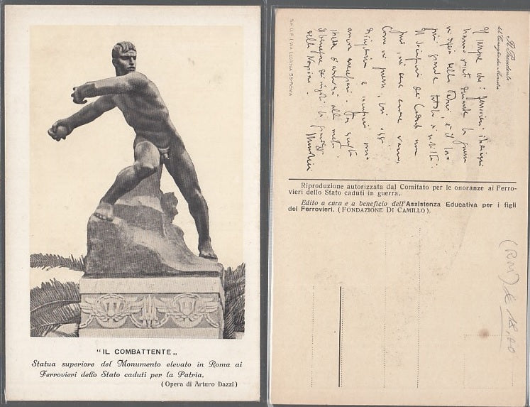 CC- CARTOLINA MILITARE IL COMBATTENTE FONDAZIONE DON CAMILLO MUSSOLINI - CRT2448