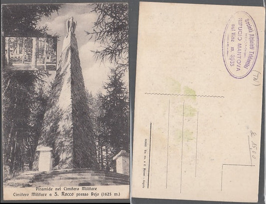 CC- CARTOLINA PIRAMIDE  CIMITERO MILITARE S. ROCCO PEJO ALPINI WW1 - CRT2450