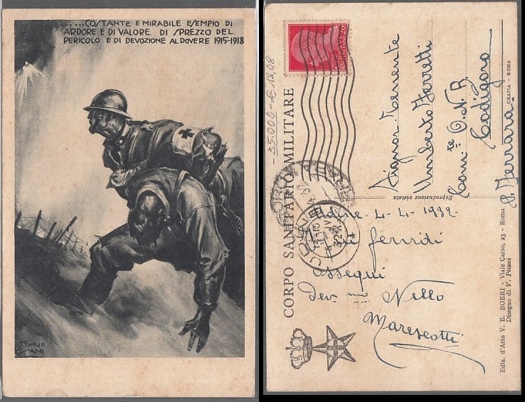 CC- CARTOLINA CORPO SANITARIO MILITARE GUERRA 1915/1918 VIAGGIATA 1932 - CRT2471