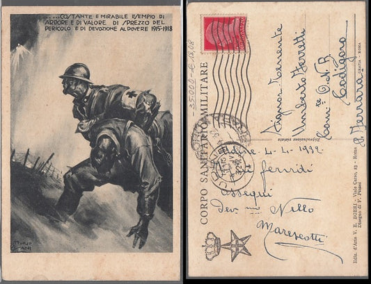CC- CARTOLINA CORPO SANITARIO MILITARE GUERRA 1915/1918 VIAGGIATA 1932 - CRT2471