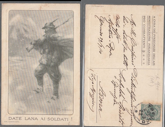 CC- CARTOLINA DATE LANA AI SOLDATI PROPAGANDA PRO COMBATTENTI 1922 - CRT2494