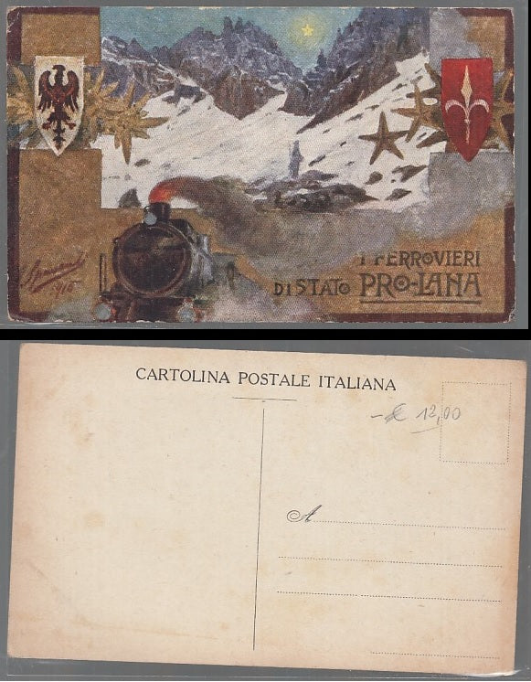CC- CARTOLINA PROPAGANDA FERROVIERI DI STATO PRO LANA NON VIAGGIATA - CRT2499