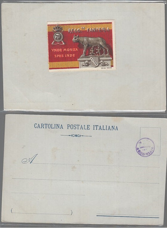 CC- CARTOLINA UNDE MONITA SPES INDE REGG. 79° FANTERIA S.P.Q.R. SPQR WW1 CRT2517