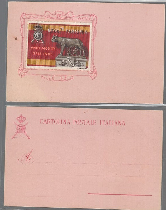 CC- CARTOLINA UNDE MONITA SPES INDE REGG. 79° FANTERIA S.P.Q.R. SPQR WW1 CRT2518