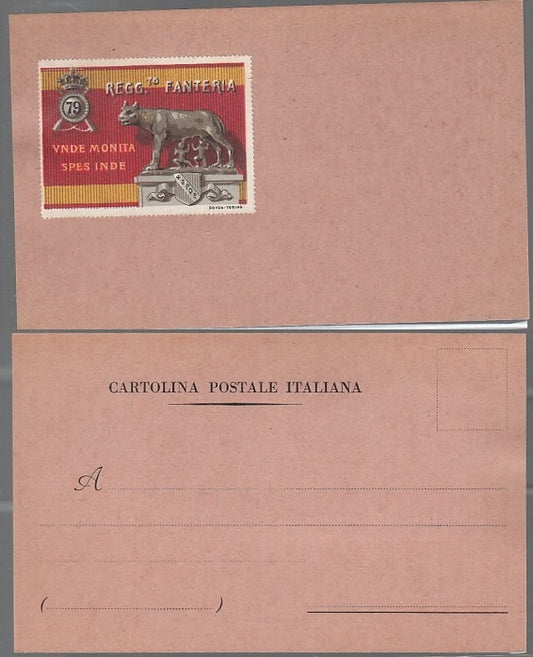 CC- CARTOLINA UNDE MONITA SPES INDE REGG. 79° FANTERIA S.P.Q.R. SPQR WW1 CRT2519