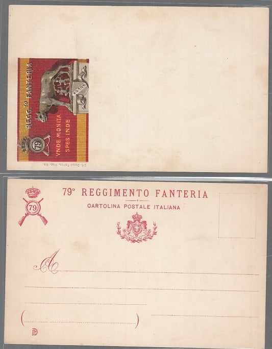 CC- CARTOLINA UNDE MONITA SPES INDE REGG. 79° FANTERIA S.P.Q.R. SPQR WW1 CRT2521