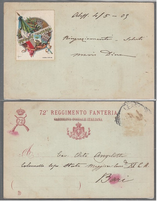 CC- CARTOLINA POSTALE 72° REGGIMENTO FANTERIA S.P.Q.R. SPQR WW1 CRT2524